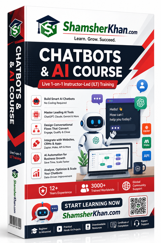 Learn Chatbots and AI  - Live 7 Days 1-on-1 Training