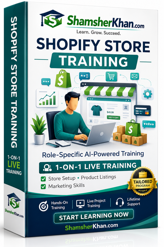 التدريب على متجر Shopify - 7 أيام مباشرة عبر الإنترنت